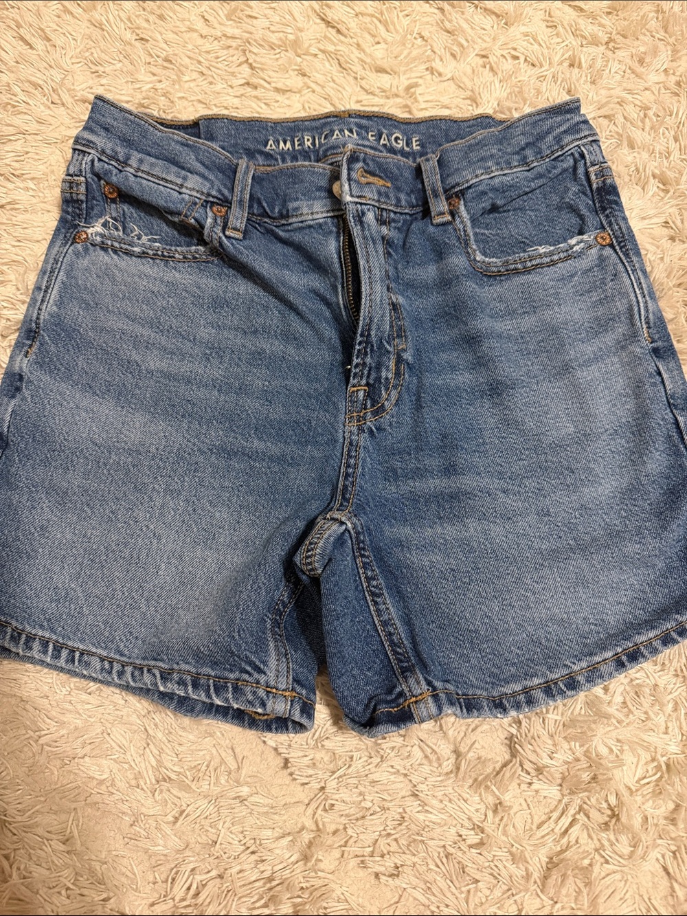 American Eagle Outfitters Light Blue High-Waist Denim Shorts